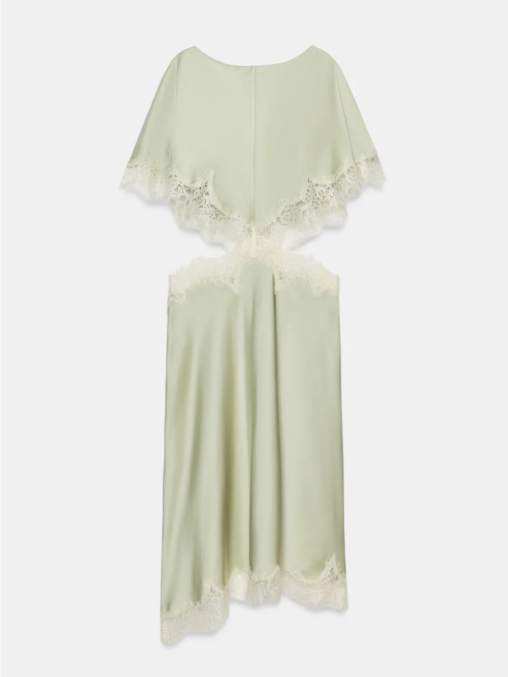 Zara Pale Sage Slip Dress with Cream Lace Trim